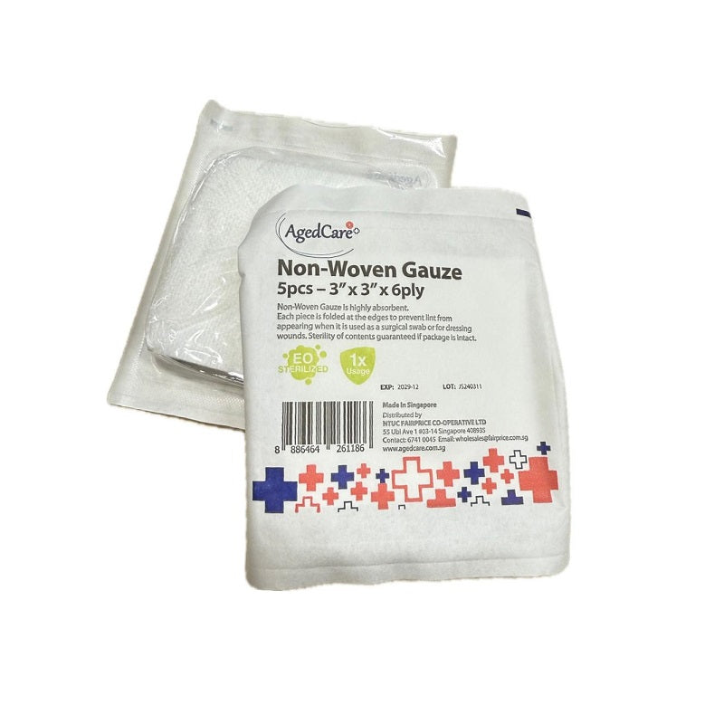Agedcare Sterile Non-Woven Gauze (7.5x7.5cmx6ply) 5's – AgedCare